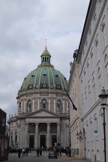 Frederik's Church marble dome and Copenhagen street scene